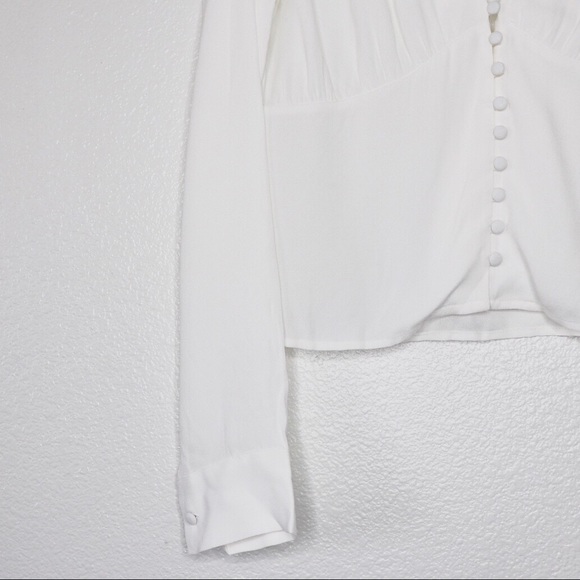 Reformation Fulham Long Sleeve Buttoned Ivory Top - Picture 5 of 7